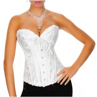 Gothic Brocade Corset White